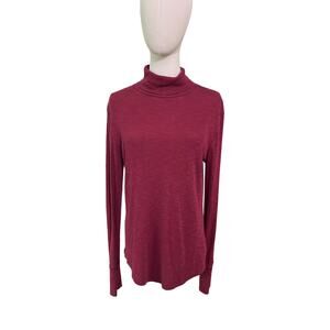 GAP Ribbed Turtleneck Long Sleeve Top Red Maroon Women's M Tall Stretch